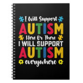 Ich unterstütze Autismus hier oder dort Autismus Notizblock (Vorderseite)