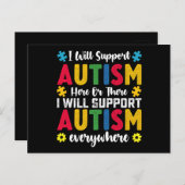Ich unterstütze Autismus hier oder dort Autismus Postkarte (Vorne/Hinten)