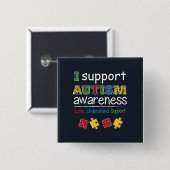 Ich unterstütze Autismuserkennung Puzzles Button (Vorne & Hinten)