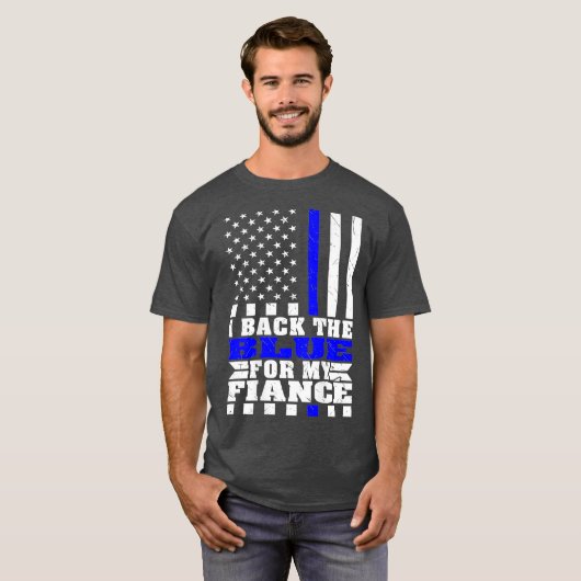 Ich unterstütze das Blau für meine Verlobte-Polize T-Shirt (Vorne ganz)