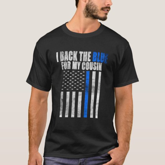 Ich unterstütze das Blau für meinen Cousin Thin Bl T-Shirt (Vorderseite)