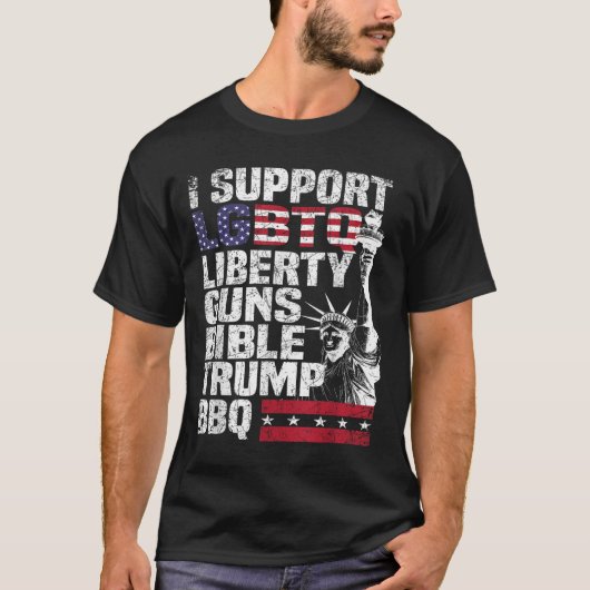 Ich unterstütze die Lgbtq Liberty Guns Bibel Trump T-Shirt (Vorderseite)