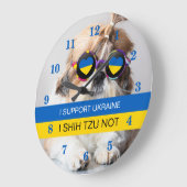 Ich unterstütze die Ukraine I Shih Tzu Not Heart F Große Wanduhr (Winkel)