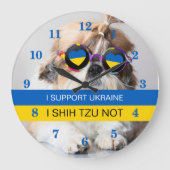 Ich unterstütze die Ukraine I Shih Tzu Not Heart F Große Wanduhr (Vorderseite)
