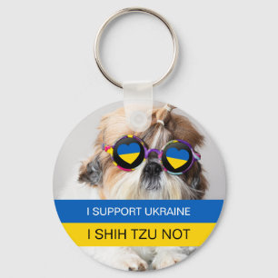 Ich unterstütze die Ukraine I Shih Tzu Not Heart F Schlüsselanhänger