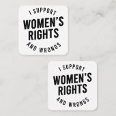 Ich unterstütze Frauenrechte und -fehler Quadratische Visitenkarte (Vorne/Hinten)