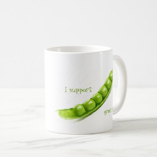 Ich unterstütze grüne Erbsen Kaffeetasse (VorderseiteRechts)