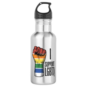 Ich unterstütze LGBTQ Vintage Pride Fist Shirt Des Edelstahlflasche