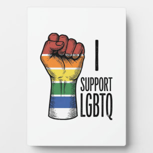 Ich unterstütze LGBTQ Vintage Pride Fist Shirt Des Fotoplatte