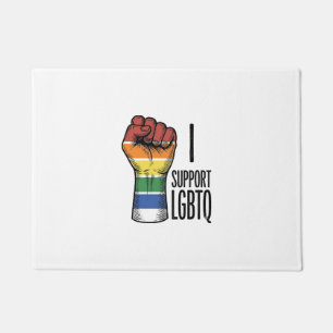 Ich unterstütze LGBTQ Vintage Pride Fist Shirt Des Fußmatte