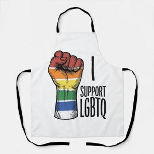 Ich unterstütze LGBTQ Vintage Pride Fist Shirt Des Schürze