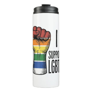 Ich unterstütze LGBTQ Vintage Pride Fist Shirt Des Thermosbecher