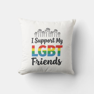 Ich unterstütze meine LGBT-Freunde Regenbogen-Stol Kissen