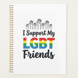 Ich unterstütze meine LGBT-Freunde Regenbogen-Stol Planer