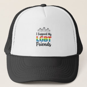 Ich unterstütze meine LGBT-Freunde Regenbogen-Stol Truckerkappe