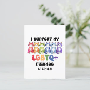 Ich unterstütze meine LGBTQ-Freunde - Rainbow Cat Postkarte