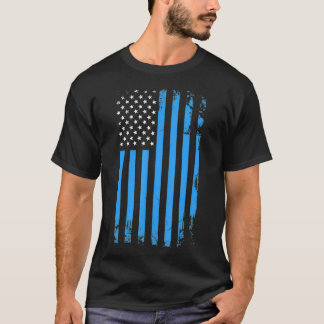 ICH UNTERSTÜTZE POLICE BLAUE USA FLAG T-Shirt