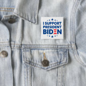 Ich unterstütze Präsident Biden Blue Stars White Button (Beispiel)