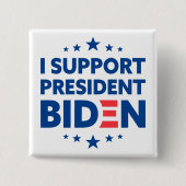 Ich unterstütze Präsident Biden Blue Stars White Button (Vorderseite)