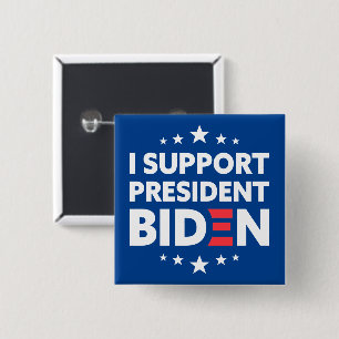 Ich unterstütze Präsident Biden White Stars Blue Button