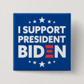 Ich unterstütze Präsident Biden White Stars Blue Button (Vorderseite)