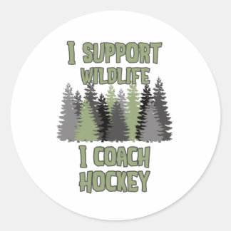Ich unterstütze Wildlife I Coach Hockey Runder Aufkleber
