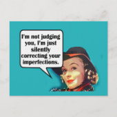 Ich urteile dir nicht... Retro-Frau Postkarte (Vorderseite)