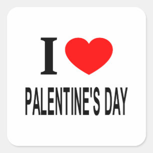 ICH ❤️ VALENTINSTAG ICH LIEBE VALENTINSTAG ICH HÖR QUADRATISCHER AUFKLEBER