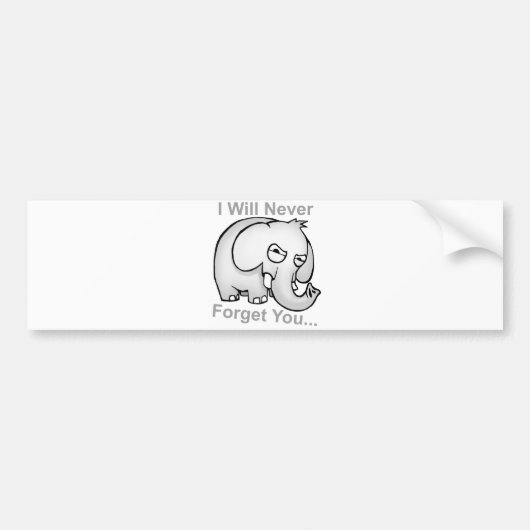 Ich vergesse Sie nie… Elefant Autoaufkleber (Vorne)