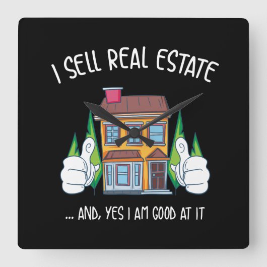 Ich verkaufe echtes Anwesen Quadratische Wanduhr (Vorderseite)