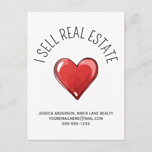 Ich verkaufe echtes Anwesen Werbeherz Postkarte (Vorderseite)