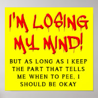 Ich verliere meinen Mind Funny Poster Sign