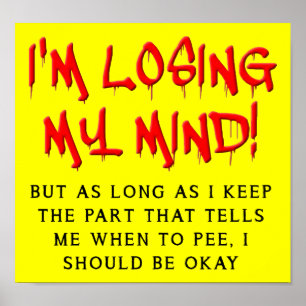 Ich verliere meinen Mind Funny Poster Sign