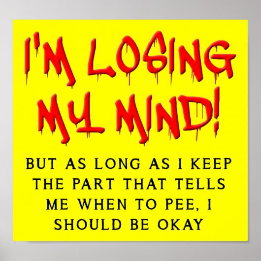 Ich verliere meinen Mind Funny Poster Sign (Vorne)