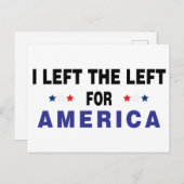 Ich Verließ die Links für Amerika Postkarte (Vorne/Hinten)