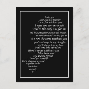 Ich vermisse auch deinen Text in der Hälfte des He Postkarte