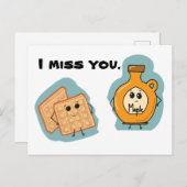 Ich vermisse deine Waffeln und Sirup Postkarte (Vorne/Hinten)