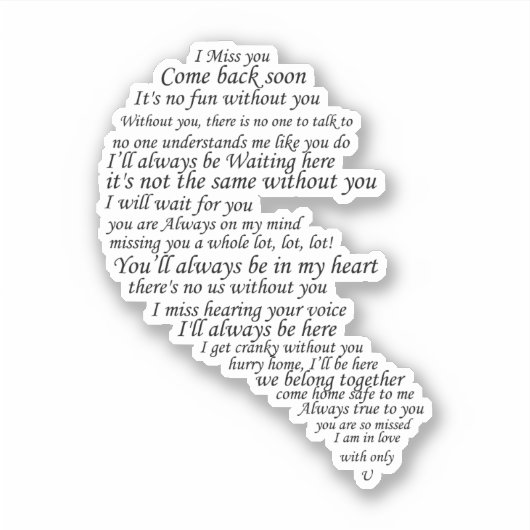 Ich vermisse dich aufkleber (Vorderseite)