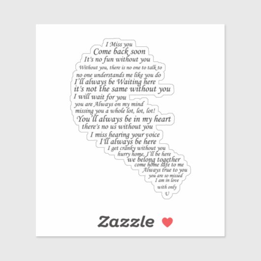 Ich vermisse dich aufkleber (Blatt)