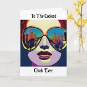 Ich vermisse dich | Frau in Sonnenbrille Reflektio Karte (Gelbe Blume)