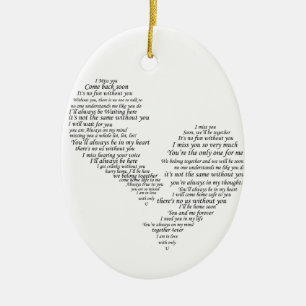Ich vermisse dich - gebrochenes Herz Keramik Ornament