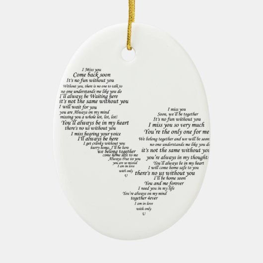 Ich vermisse dich - gebrochenes Herz Keramik Ornament (Vorne)