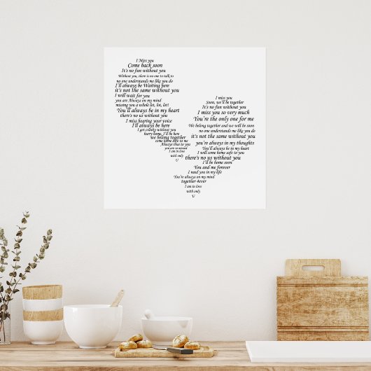 Ich vermisse dich - gebrochenes Herz Poster (Küche)