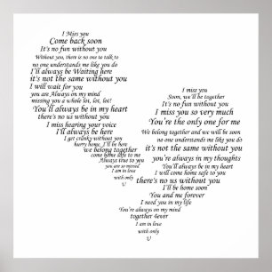 Ich vermisse dich - gebrochenes Herz Poster