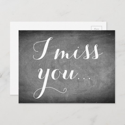 Ich vermisse dich, Handwriting Typografie Schwarz- Postkarte (Vorne/Hinten)