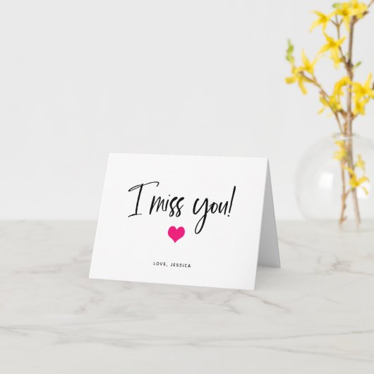 Ich vermisse dich | Hintergrundfarbe mit Herz Karte (Gelbe Blume)