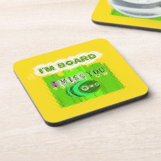 Ich vermisse dich, ich bin Vorstand: Funny Text Qu Untersetzer (Linke Seite)