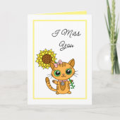 Ich vermisse dich | Niedliche Katze und Sonnenblum Karte (Vorderseite)