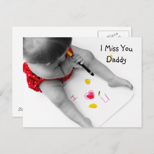 Ich vermisse dich Papa, ich Liebe dich Vater mit r Postkarte (Vorne/Hinten)