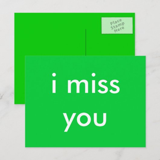 Ich vermisse dich postkarte (Vorne/Hinten)